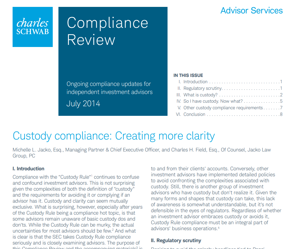 Custody Compliance  Creating More Clarity