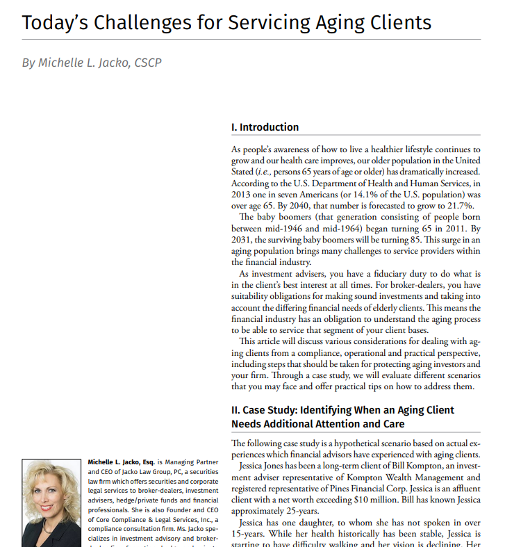 Today's Challenges for Servicing Aging Clients 