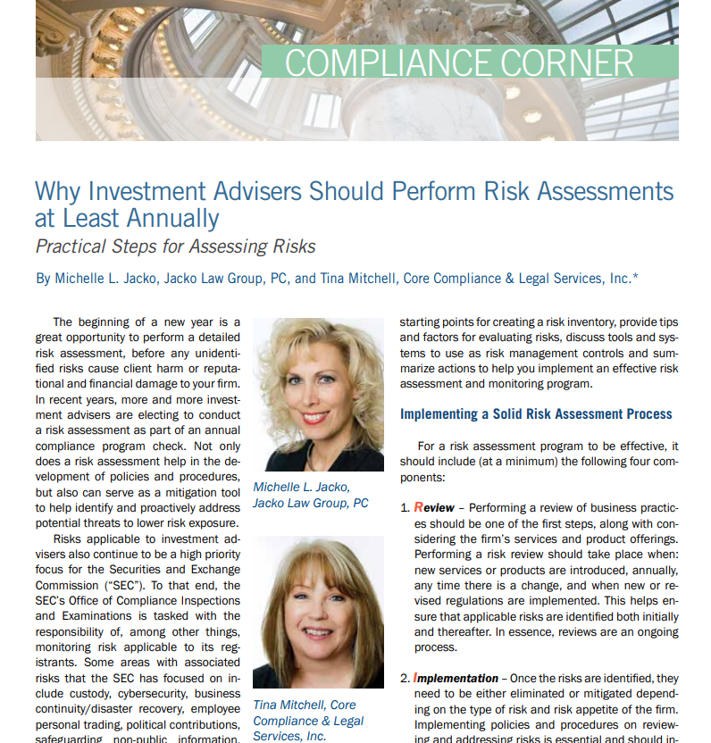 Why Investment Advisers Should Perform Risk Assessments at Least Annually