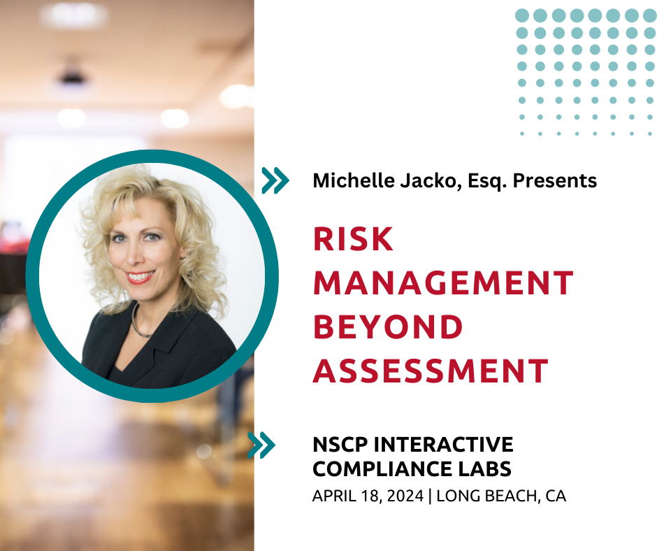 Graphic promoting a presentation by Michelle Jacko, Esq.| Jacko Law Group, PC
